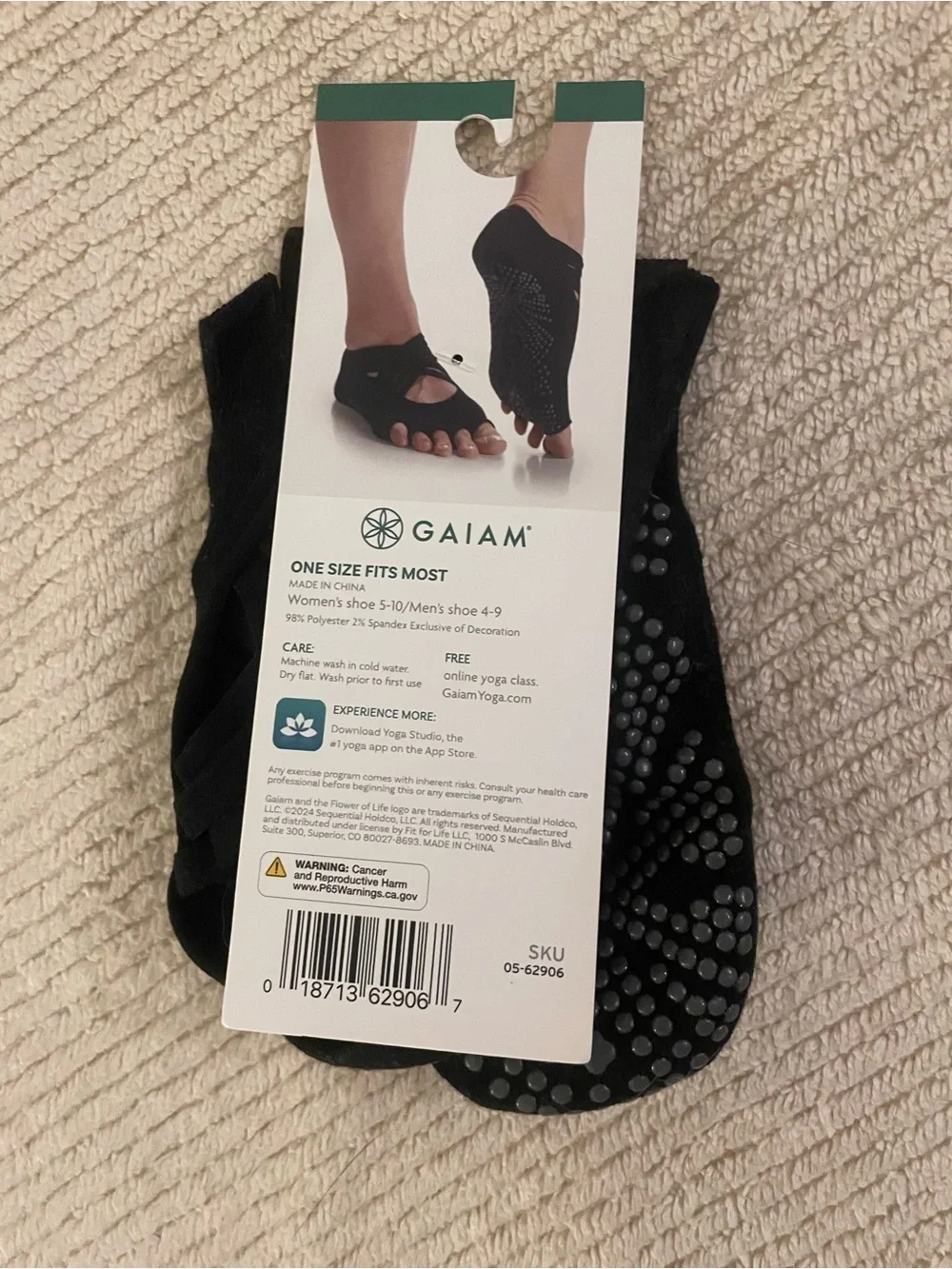 GAIAM Black Studio Grippy Yoga Socks with Non-Slip Dots